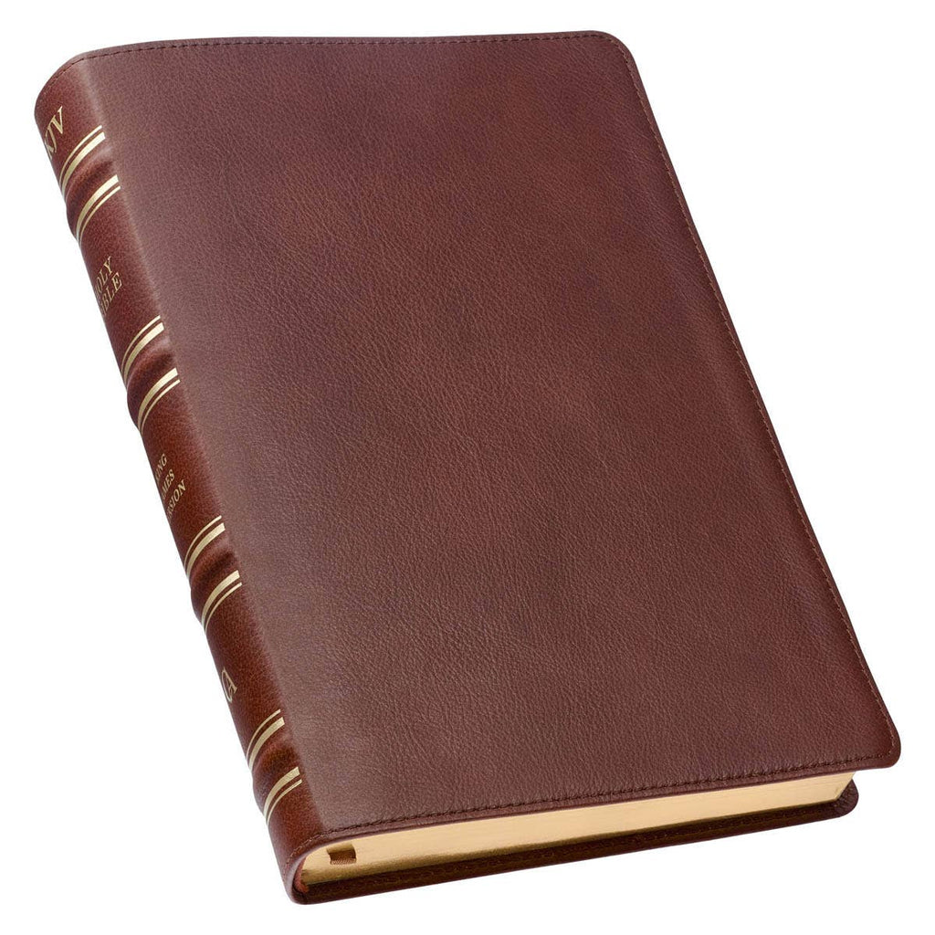 Saddle Tan Full Grain Leather Giant Print Full-size King James Version