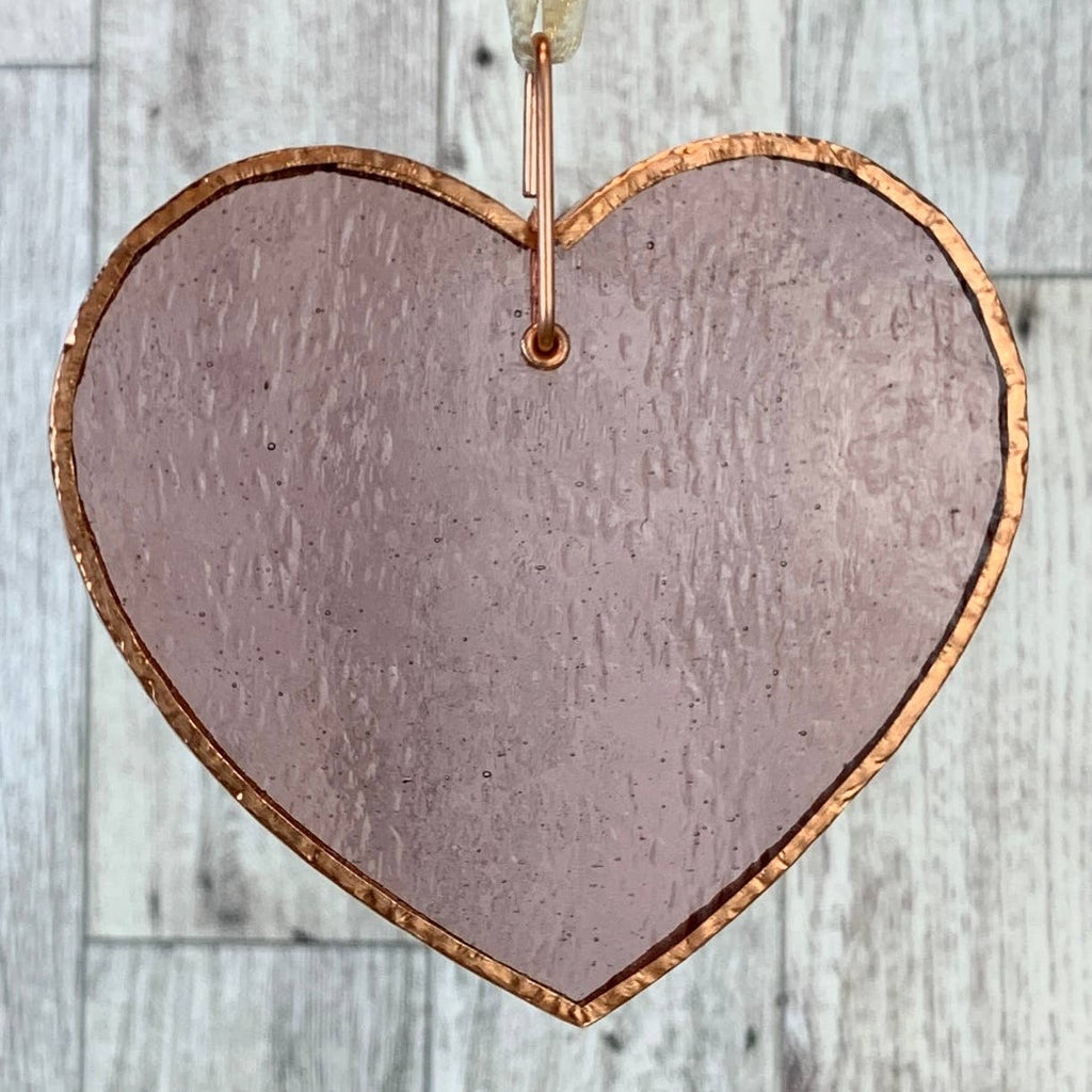 Leaving You My Heart Memorial Stained Pink Glass Heart- 4444