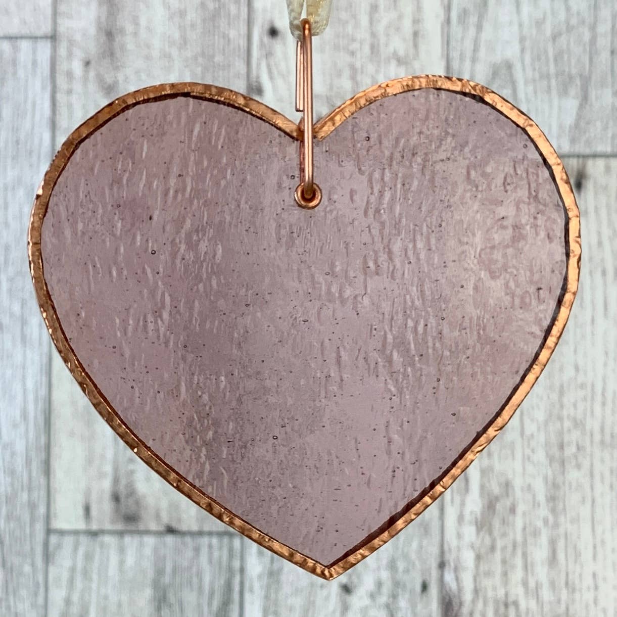 Leaving You My Heart Memorial Stained Pink Glass Heart- 4444