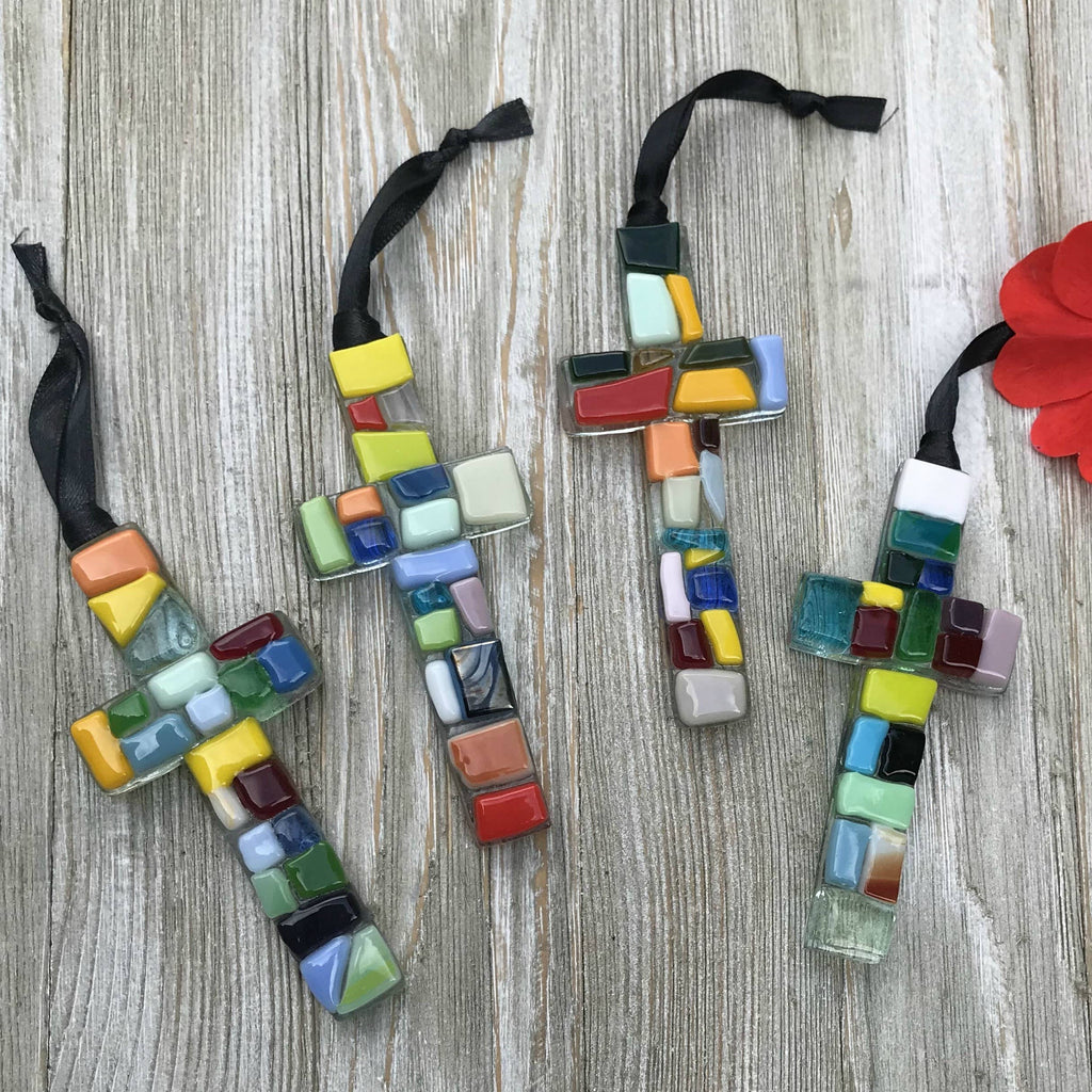 First Communion Gift Cross: Handmade Glass 4466