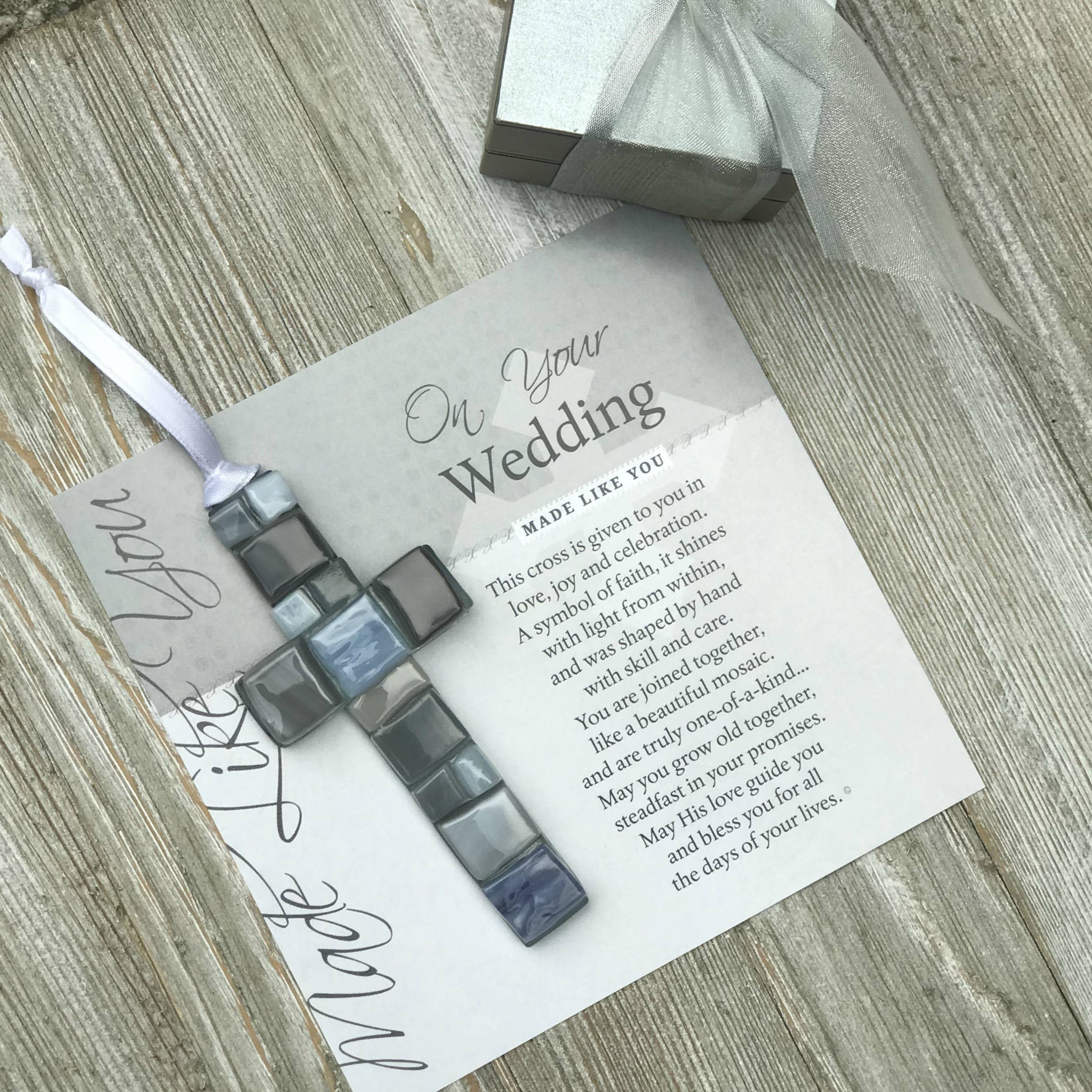 Wedding Day Gift USA Handmade Mosaic Glass Cross 4493