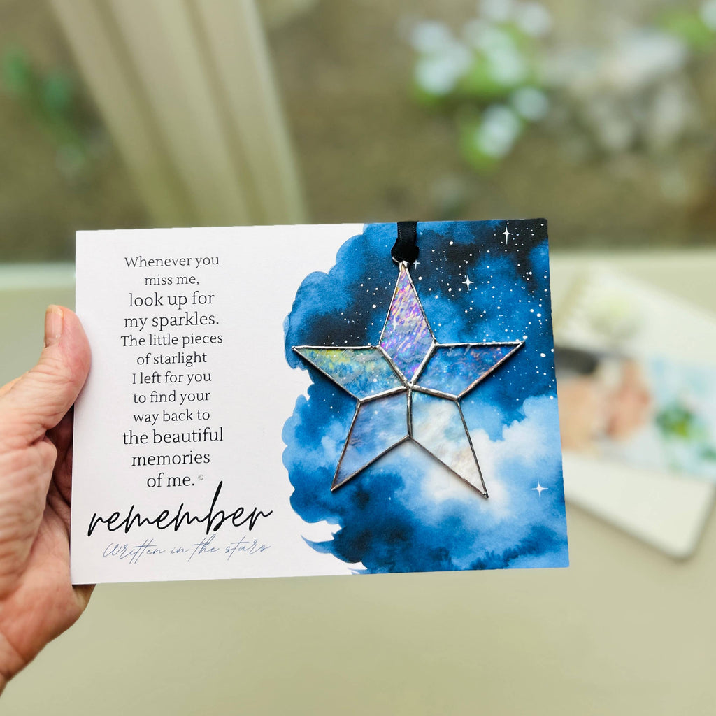 Written in Stars Remembered Memorial Gift  Glass Star 7727