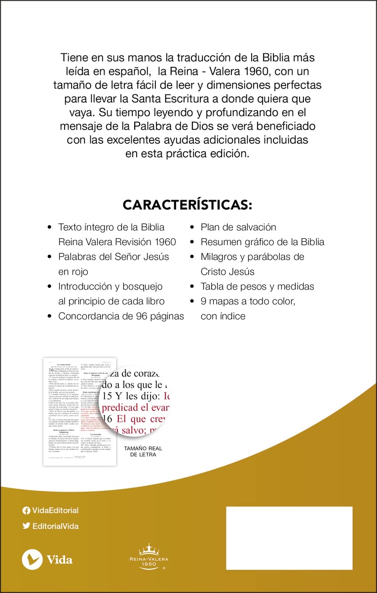 RVR60, Santa Biblia, Letra grande, Edición portátil, Leathersoft, Negro, Palabras de Jesús en Rojo, con cierre (Spanish Edition)