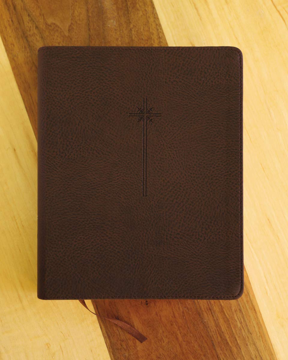 NIV, Journal the Word Bible (Perfect for Note-Taking), Leathersoft, Brown, Red Letter, Comfort Print: Reflect, Take Notes, or Create Art Next to Your Favorite Verses