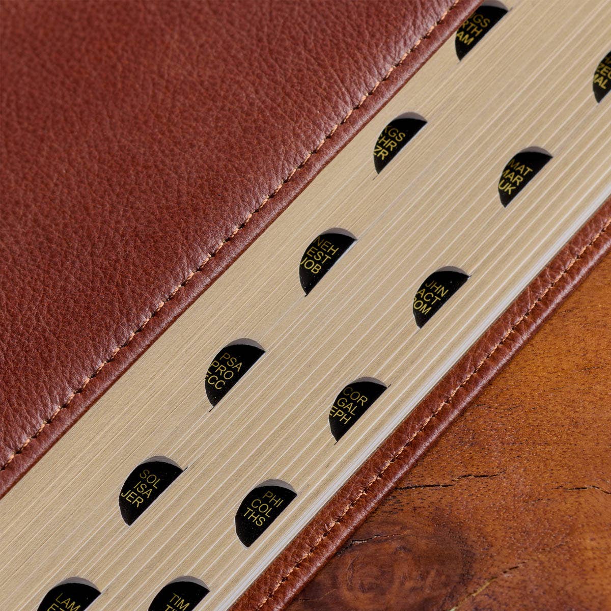 Saddle Tan Full Grain Leather Giant Print Full-size King James Version