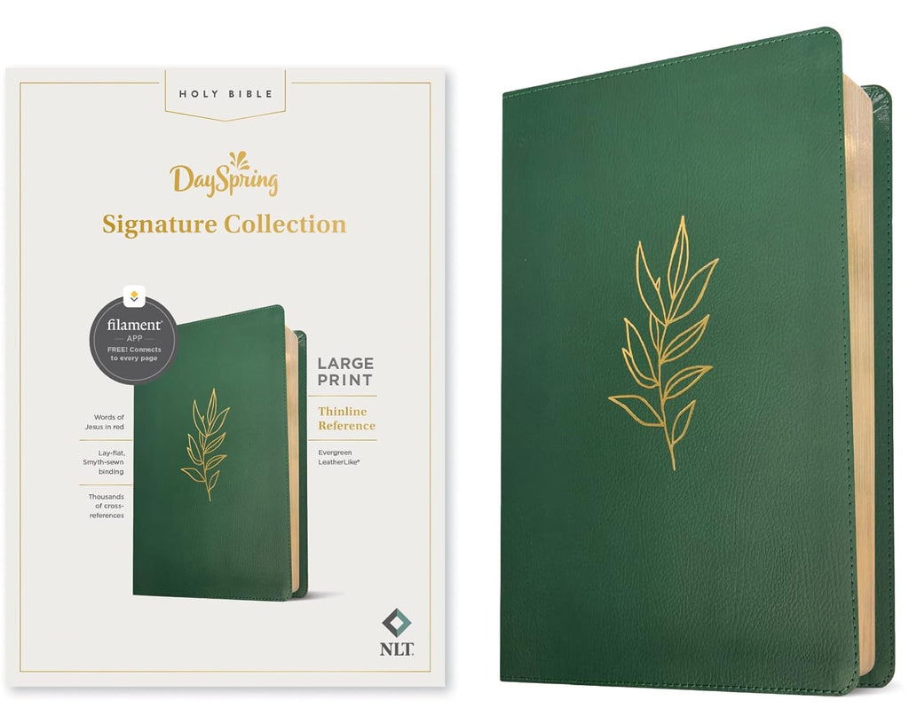 NLT Large Print Thinline Reference Bible, DaySpring Signature Collection, Filament Enabled (LeatherLike, Evergreen, Red Letter): DaySpring Signature Collection
