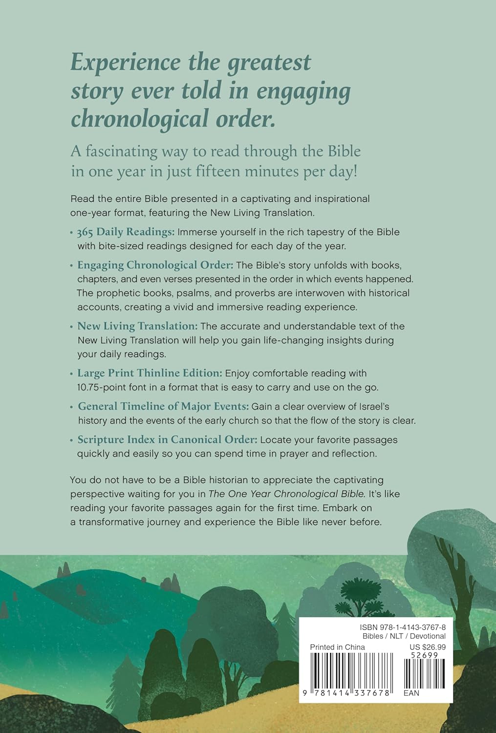 The One Year Chronological Bible NLT, Large Print Thinline Edition (Softcover) (New Living Translation)