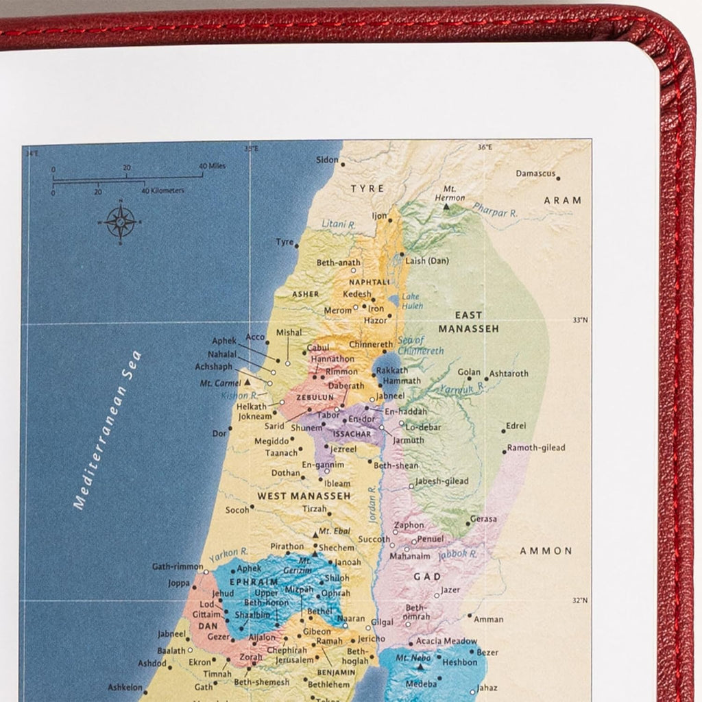 NASB Large Print Compact Reference Bible, Burgundy LeatherTouch, Red Letter, Presentation Page, Cross-References, Full-Color Maps, Easy-to-Read Bible Karmina Type