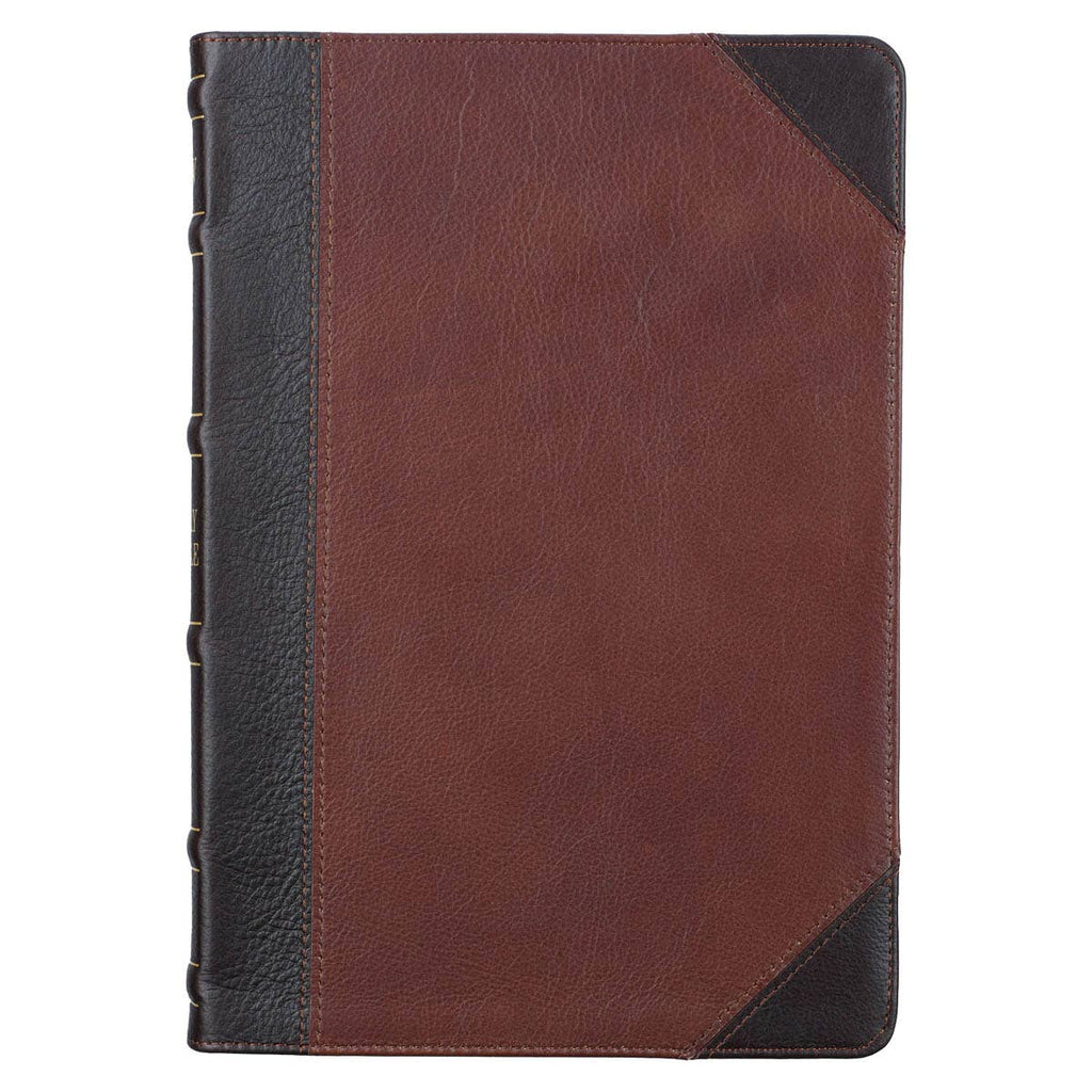 Mahogany and SadleTan Full Grain Leather Large Print Thinline