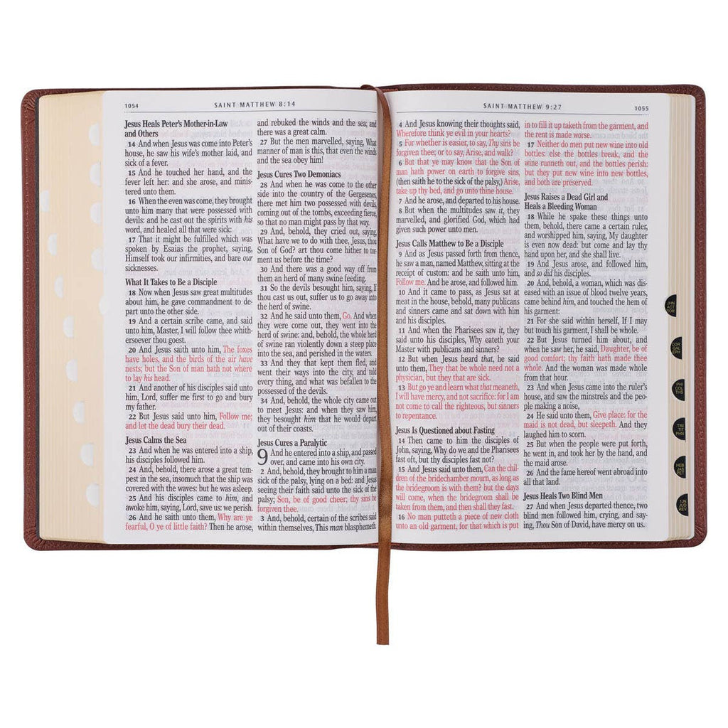 Saddle Tan Full Grain Leather Giant Print Full-size King James Version