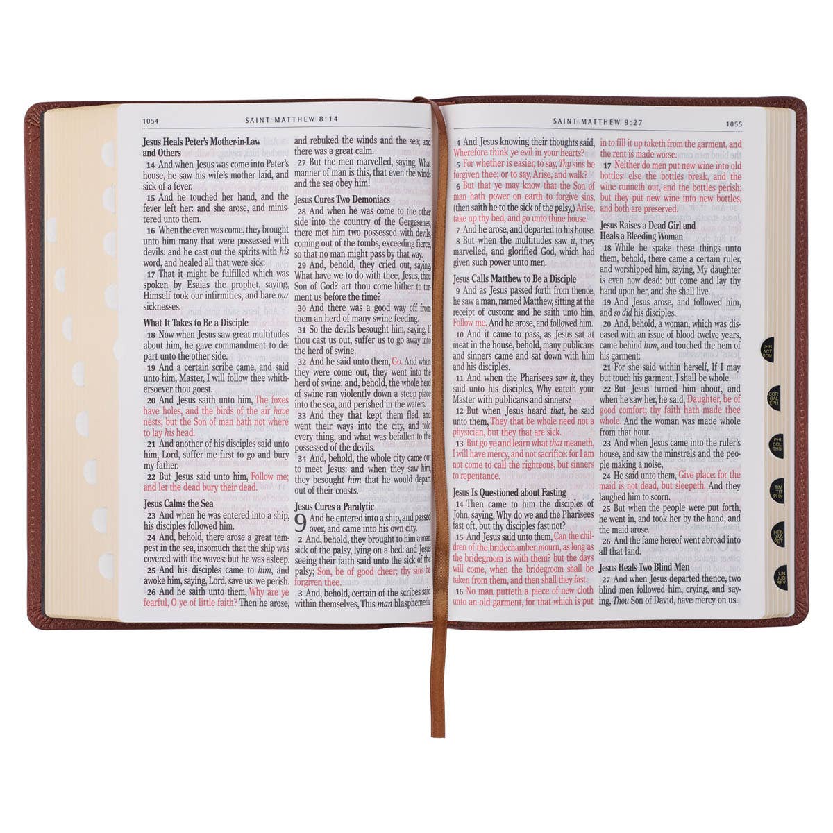Saddle Tan Full Grain Leather Giant Print Full-size King James Version