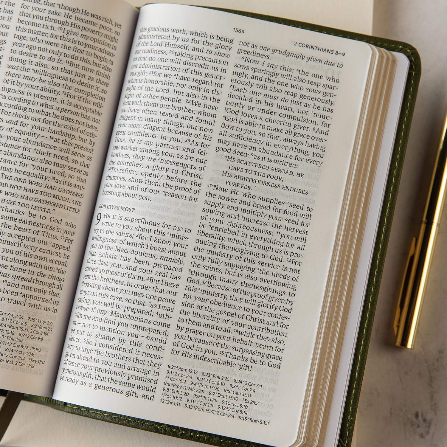 NASB Large Print Compact Reference Bible, Olive LeatherTouch, Red Letter, Presentation Page, Cross-References, Full-Color Maps, Easy-to-Read Bible Karmina Type