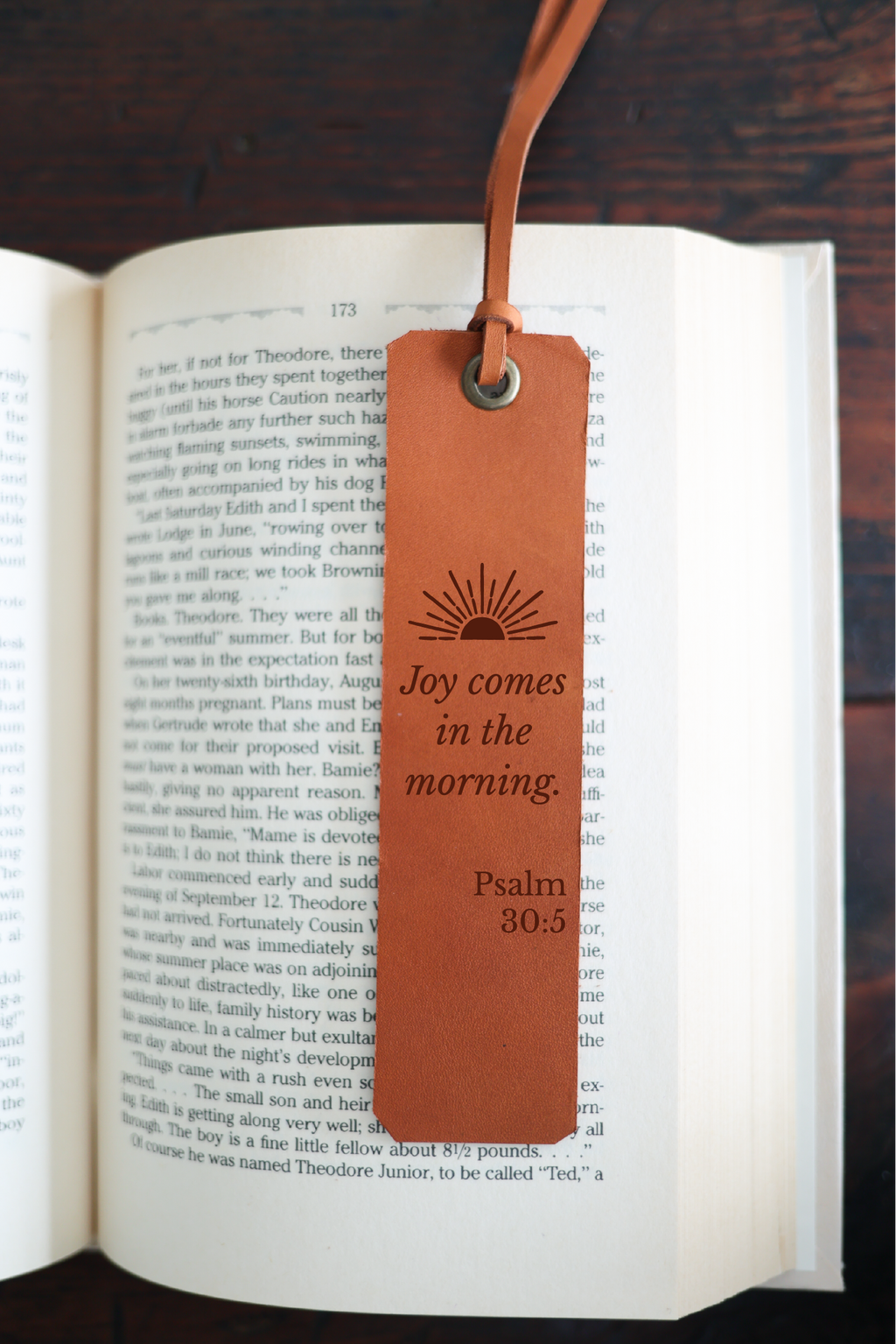 Joy Comes In The Morning Leather Bookmark