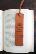 Joy Comes In The Morning Leather Bookmark