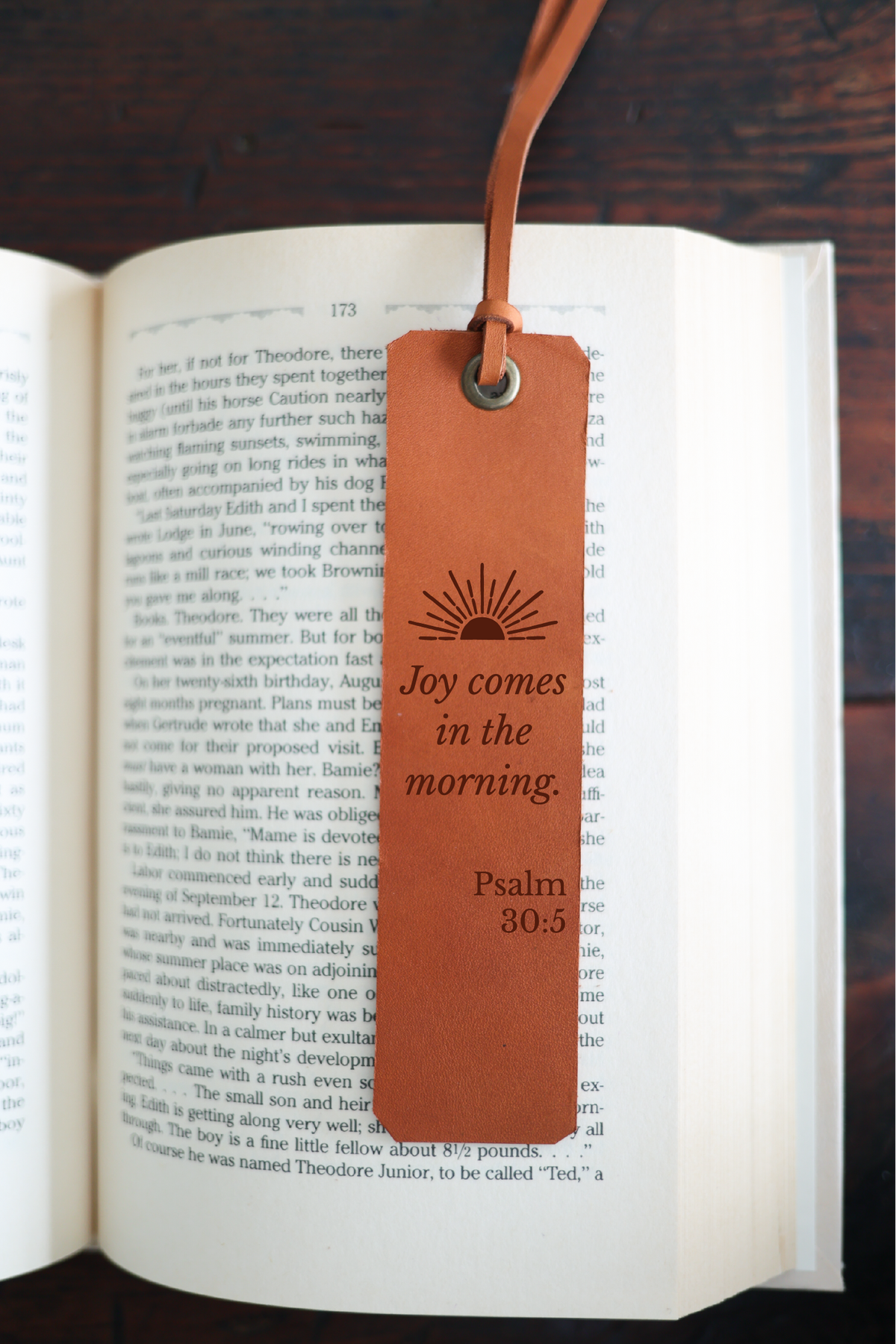Joy Comes In The Morning Leather Bookmark