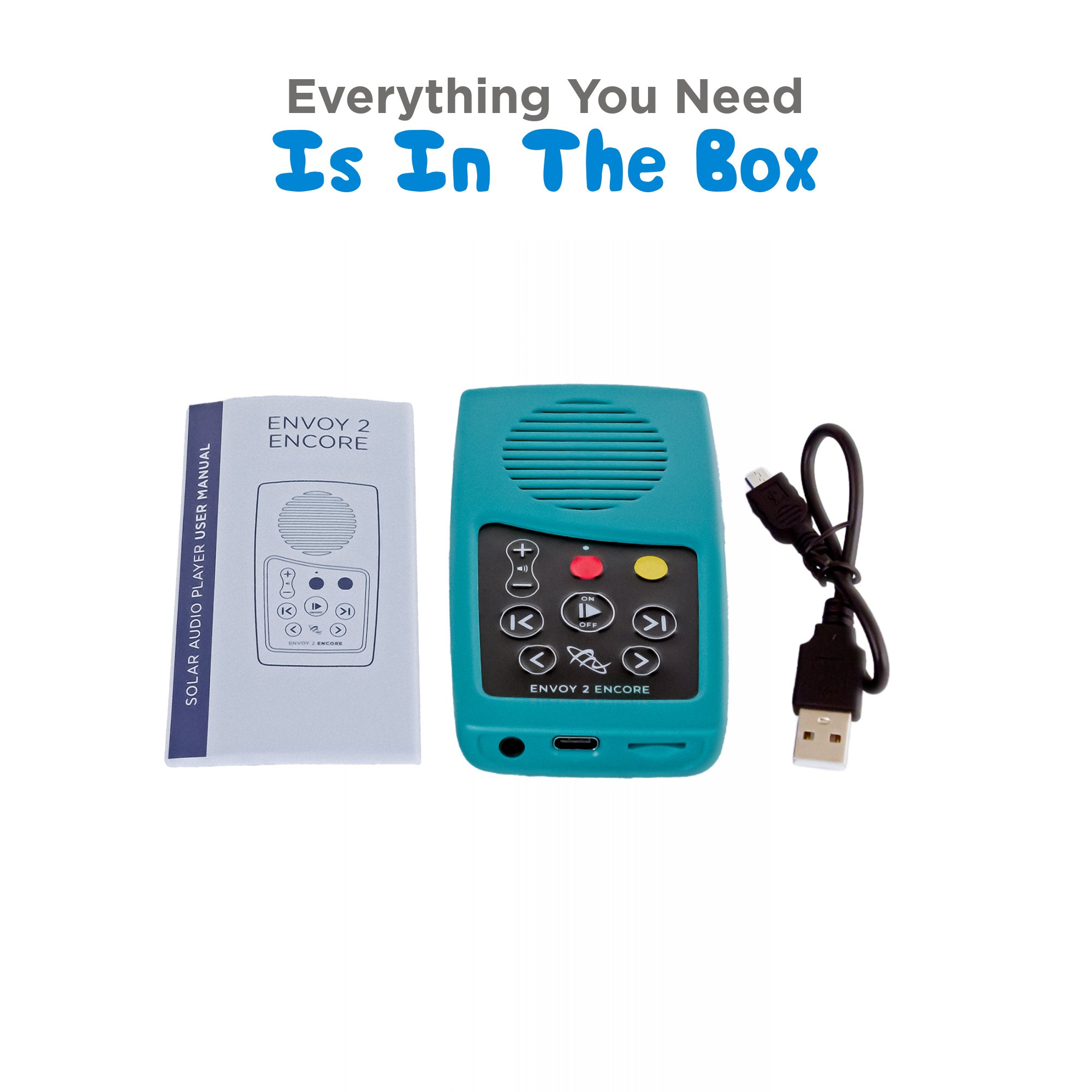 Soothing Sounds and Bible for Young Children Solar+ for Kids Teal Rechargeable Audio Player