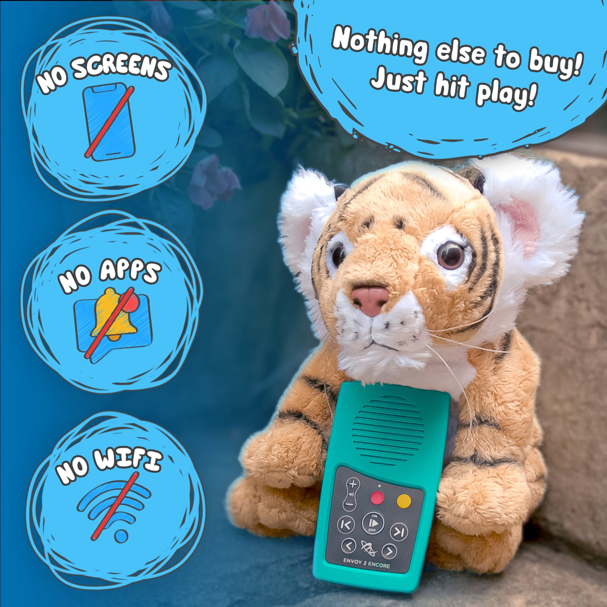 Soothing Sounds and Bible for Young Children Solar+ for Kids Teal Rechargeable Audio Player - Choose a Plush