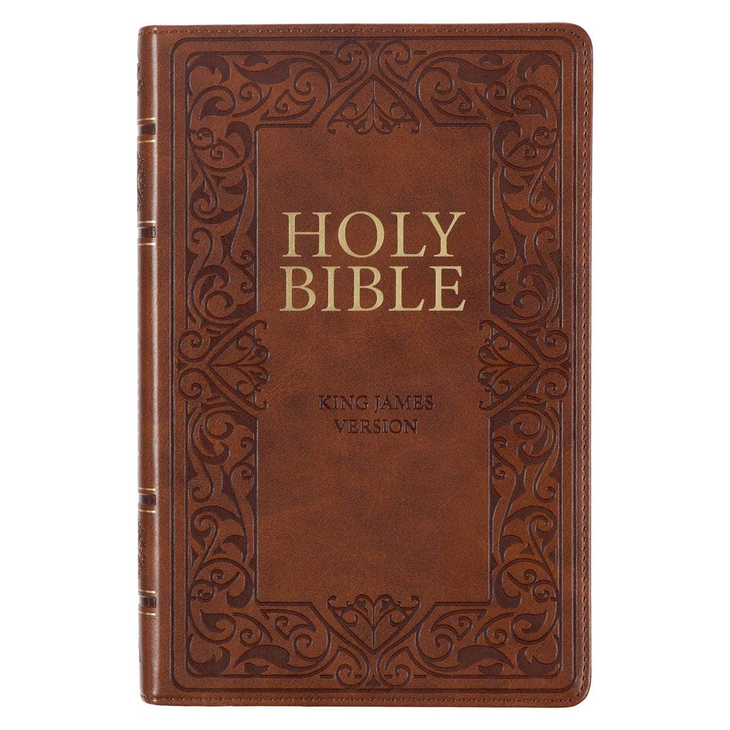 KJV Bible Deluxe Gift Faux Leather, Medium Brown